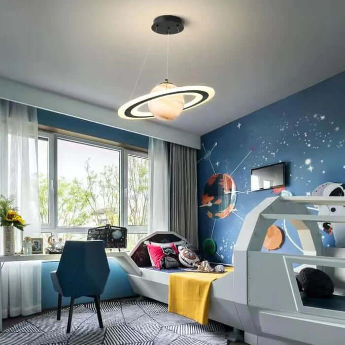 StarSphere | LED-Hængelampe i magisk planet-design Orange Saturn A (Uden astronaut) Nuvenci.dk