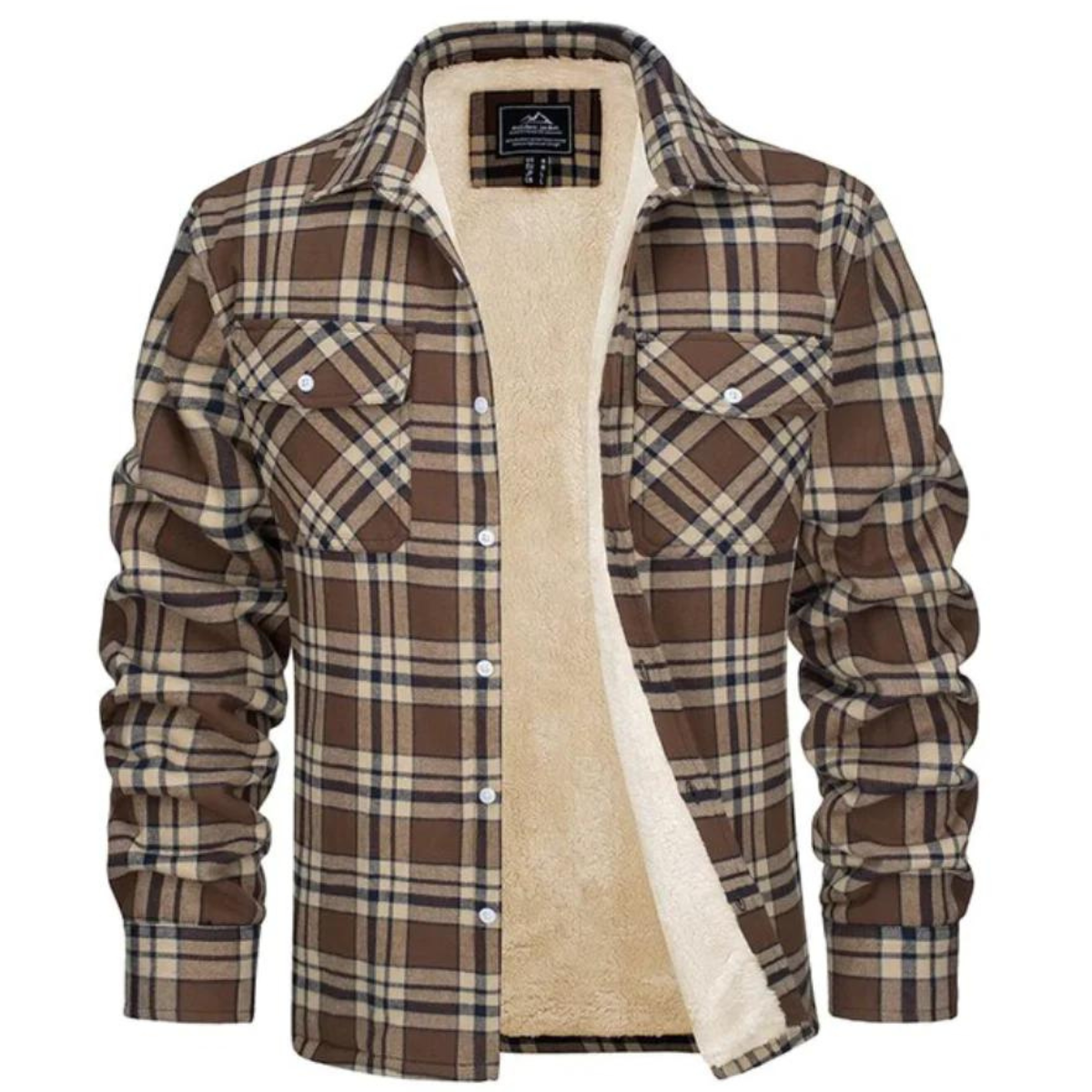 Steve | Herrejakke – Klassisk Ternet Design og Varm Foring Khaki Nuvenci.dk