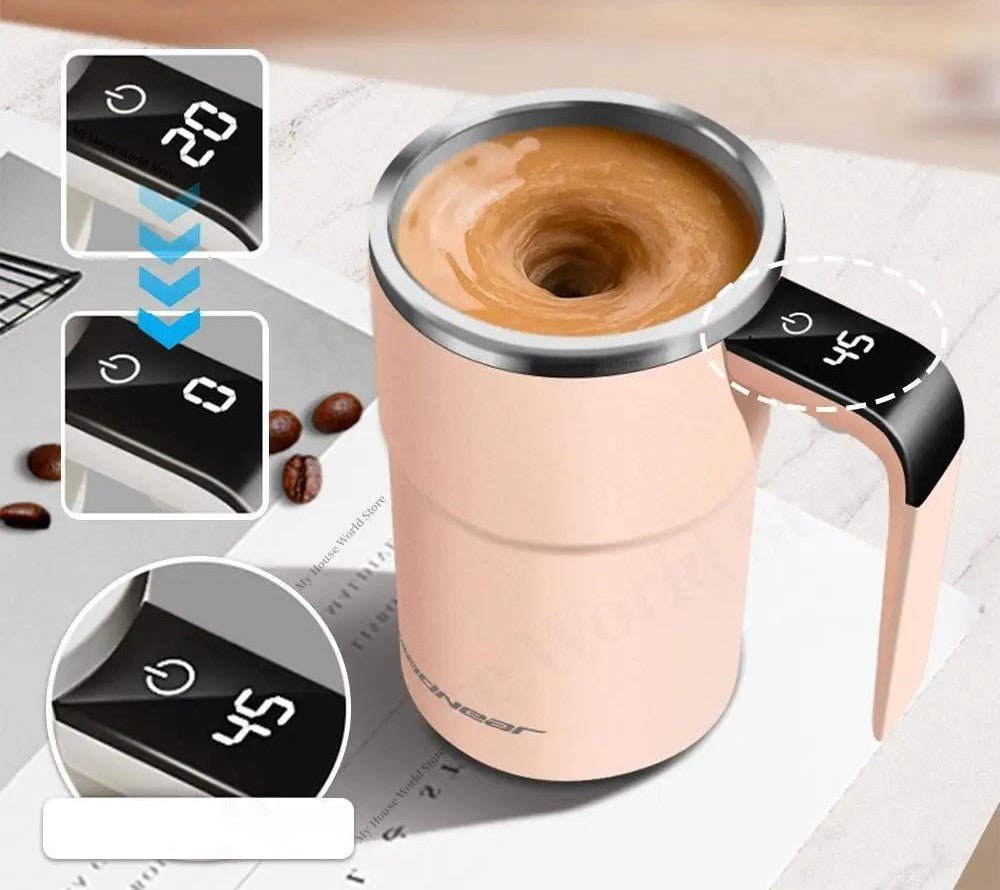 StirEase | Automatisk Kaffekop – Ideel til Kontor og Rejse Pink Nuvenci.dk