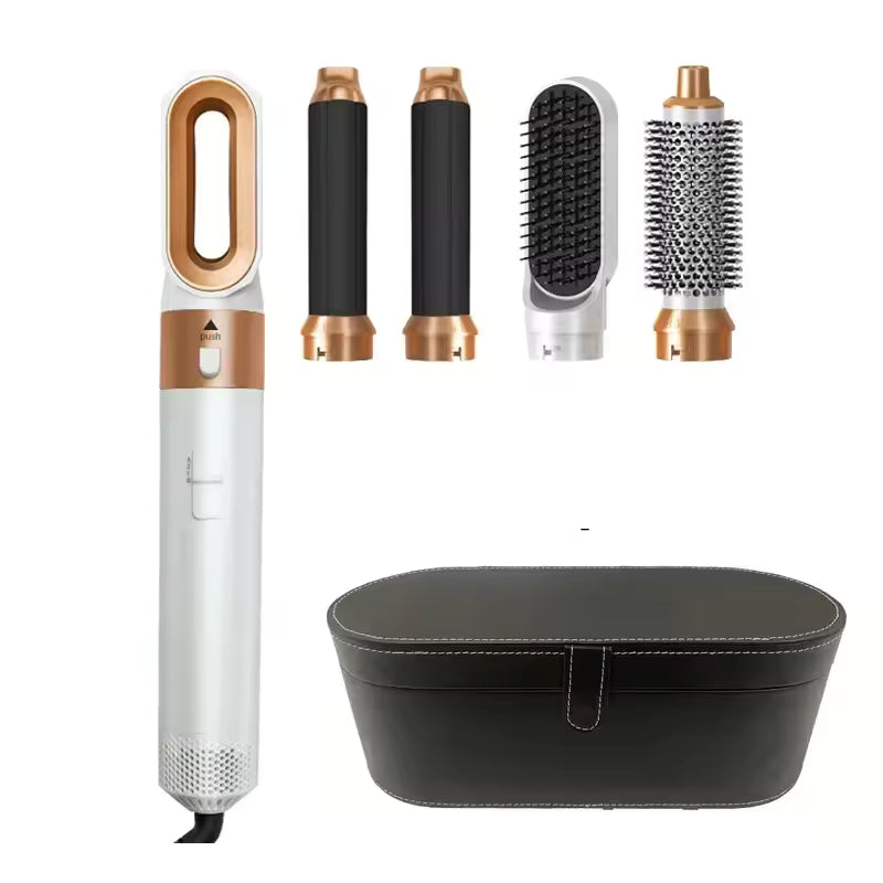StyleMate | Multistyler – 5-i-1 løsning til hurtig styling Guld + kunstlædercover (sort) Nuvenci.dk
