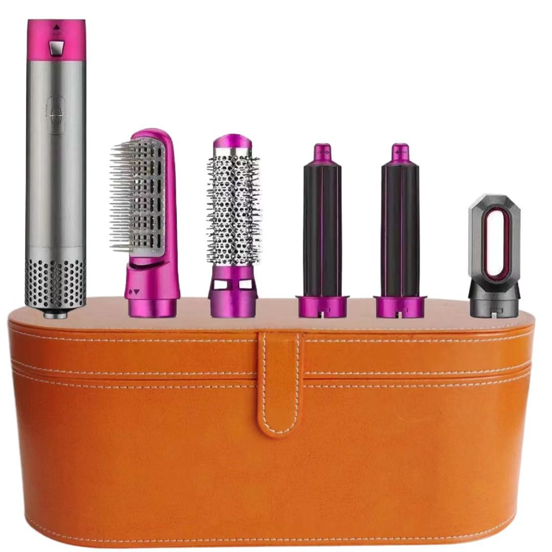 StyleMate | Multistyler – 5-i-1 løsning til hurtig styling Pink og kunstlædertaske i Guld. Nuvenci.dk