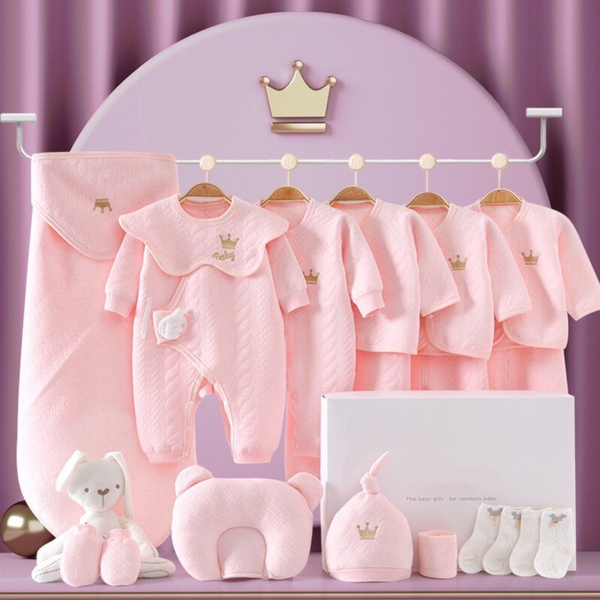 SweetCradle | Baby Gavesæt – Perfekt Velkomstgave til Nyfødte Pink 3-6M Nuvenci.dk
