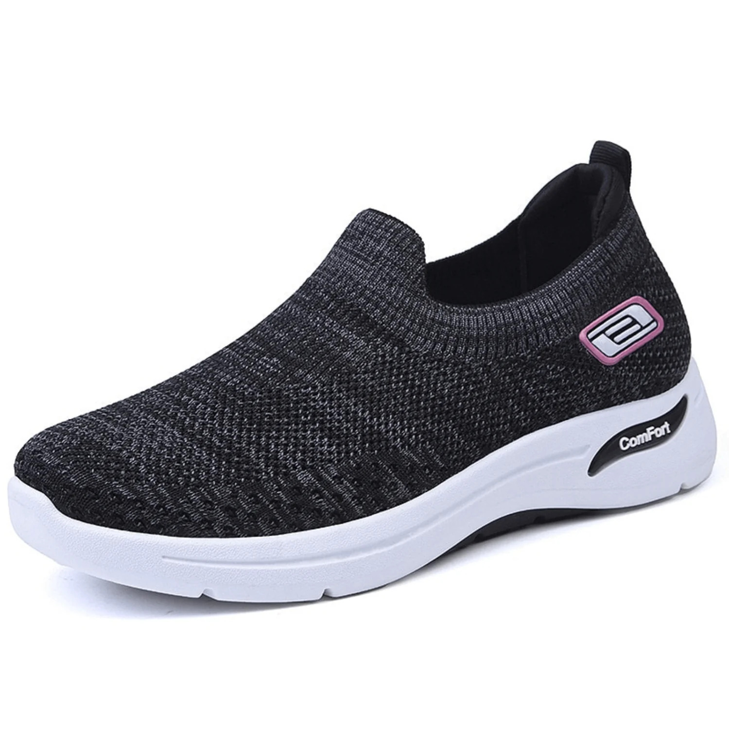 Thea | Ergonomisk Slip-On Komfortsko | Damemode Sort Nuvenci.dk
