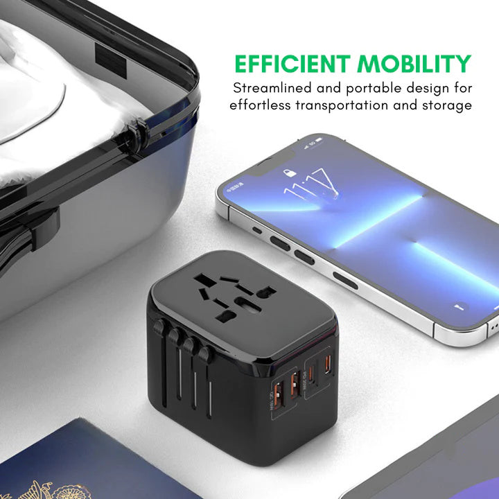 TravelMate | Rejseadapter – Universel Opladning til 5 Enheder Nuvenci.dk