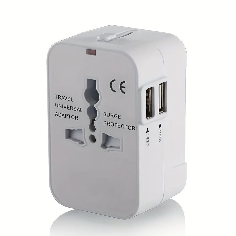 TravelPlug | Global rejseadapter med duale USB-opladningsporte Hvid Nuvenci.dk