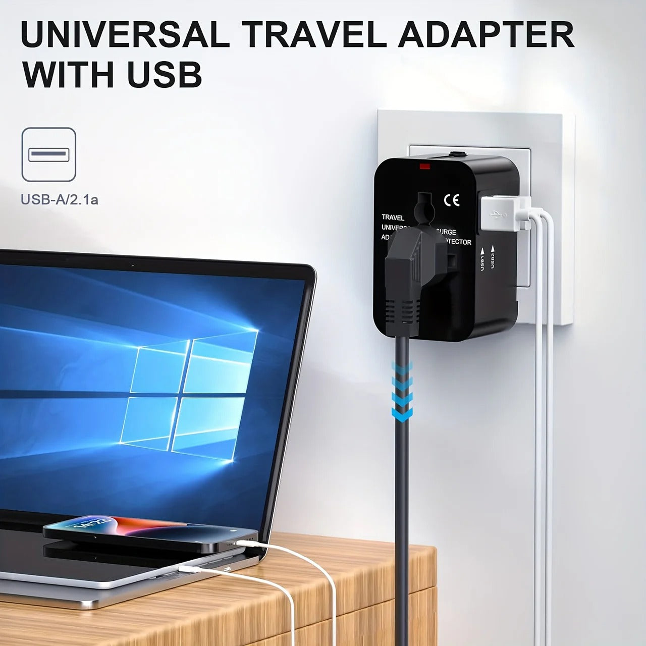 TravelPlug | Global rejseadapter med duale USB-opladningsporte Nuvenci.dk