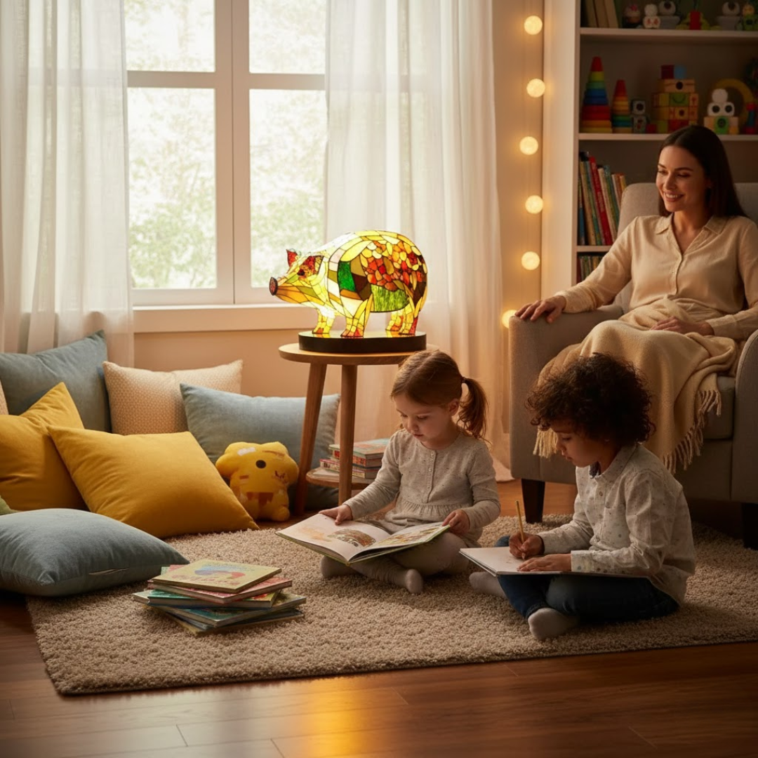 VitraGlow | Kunstlampe mit Tiermotiven aus Buntglas Nuvenci.dk