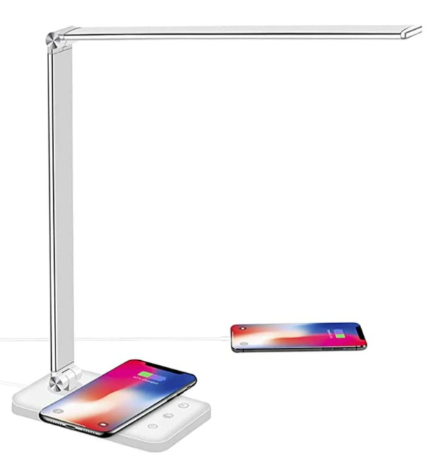 VivaLight | Lysende LED-skrivebordslampe med USB-funktion Sølv Hvid Nuvenci.dk