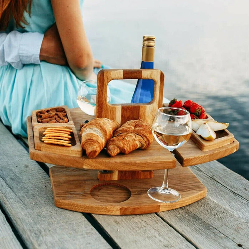 WineNest | Bærbart Træ-Piknik-Vinbord Nuvenci.dk