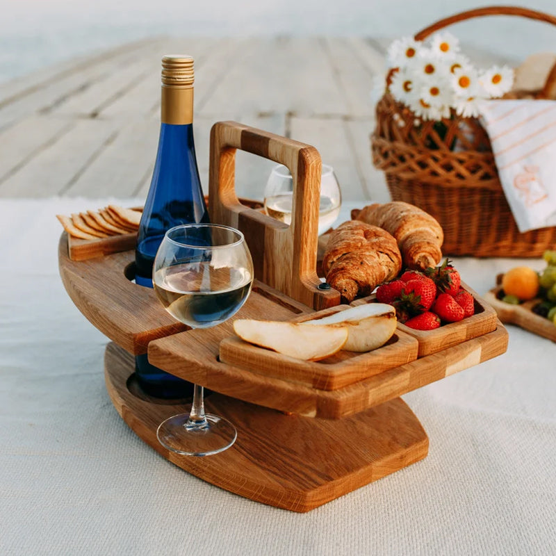 WineNest | Bærbart Træ-Piknik-Vinbord Nuvenci.dk