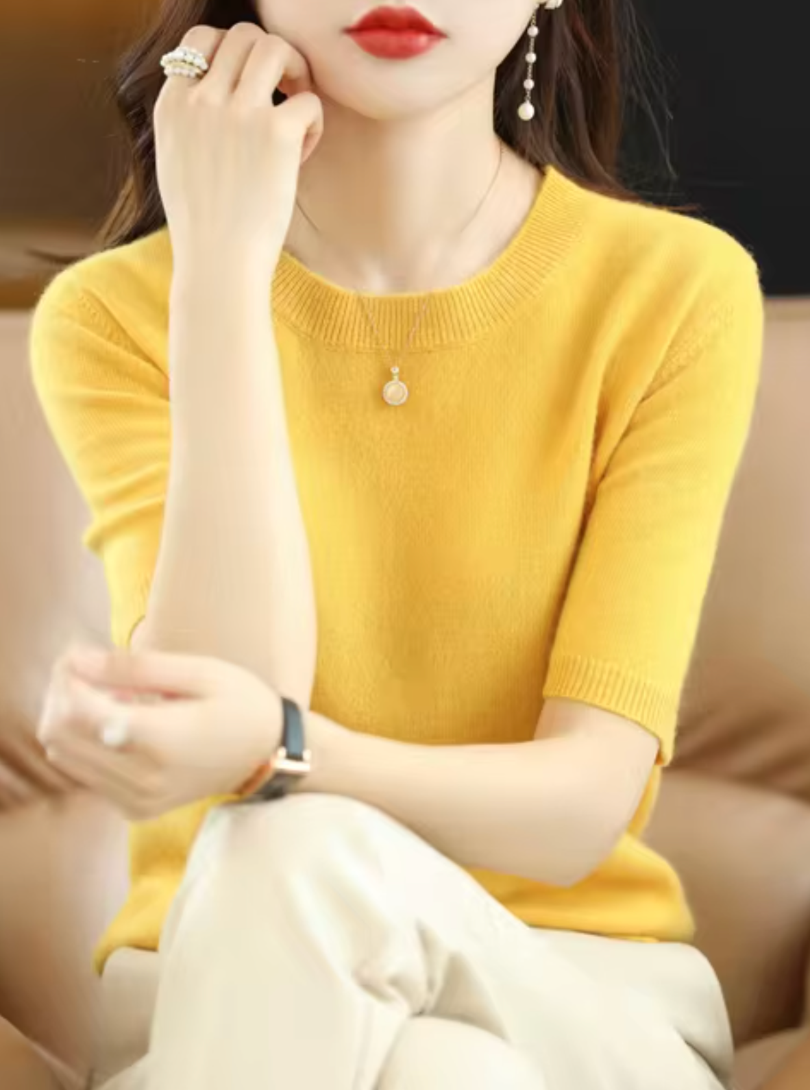 Variant image for Bellezza | Women's Sweater – Luxurious Short Sleeve Elegance-29