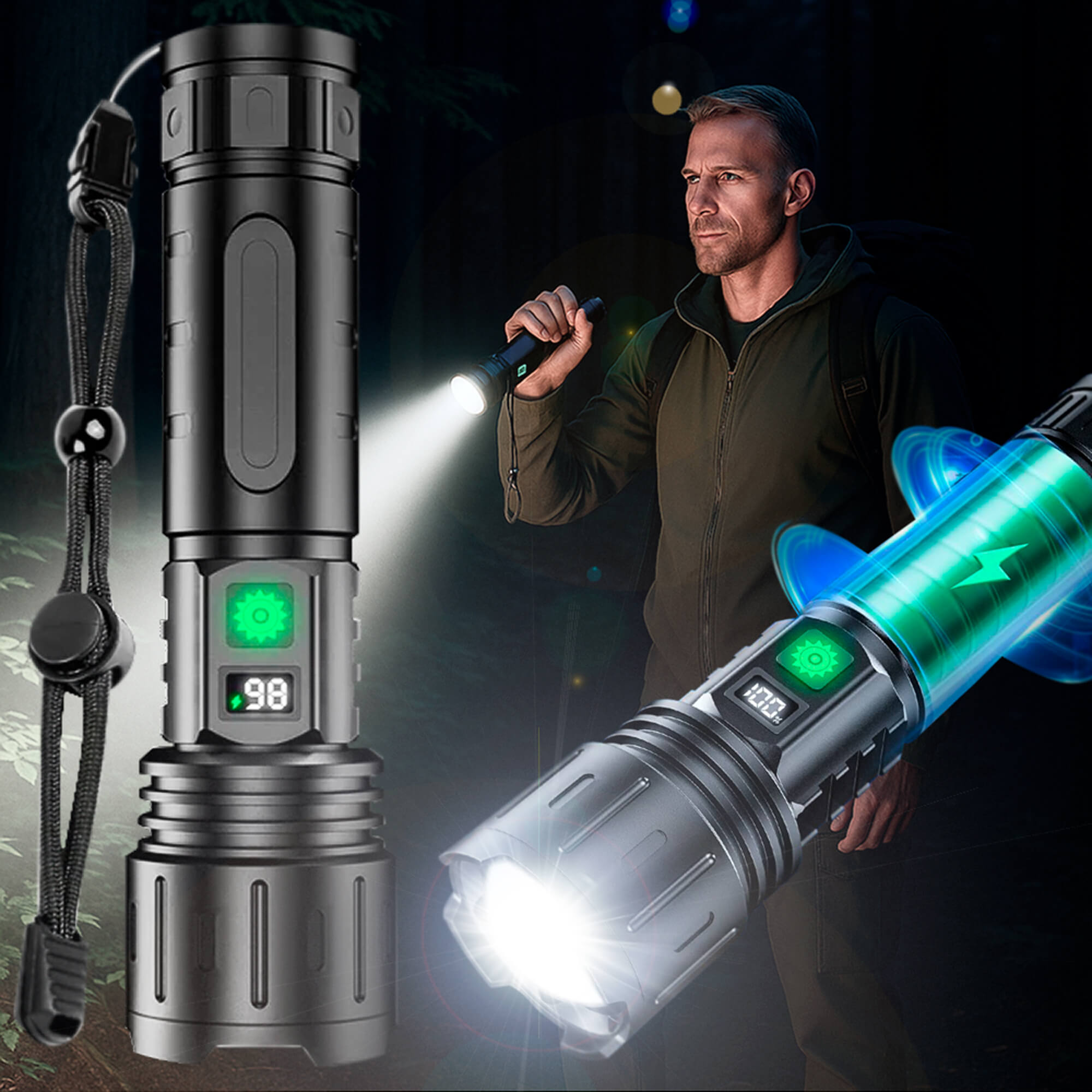 PowerLight | Taktisk Lommelygte – Ekstrem Rækkevidde & USB Opladning