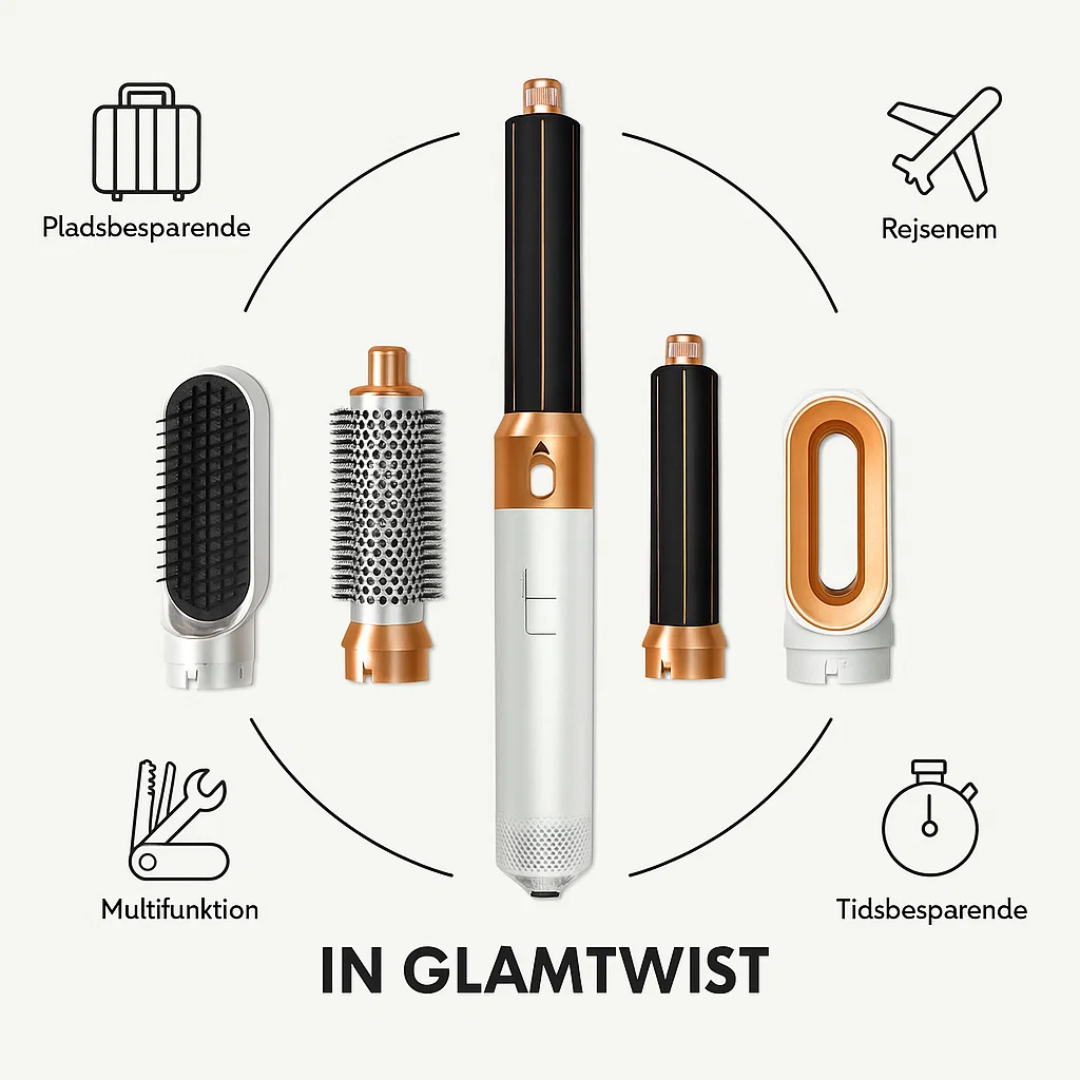 GlamTwist | Alsidigt 5-i-1 stylingværktøj til perfekt hår