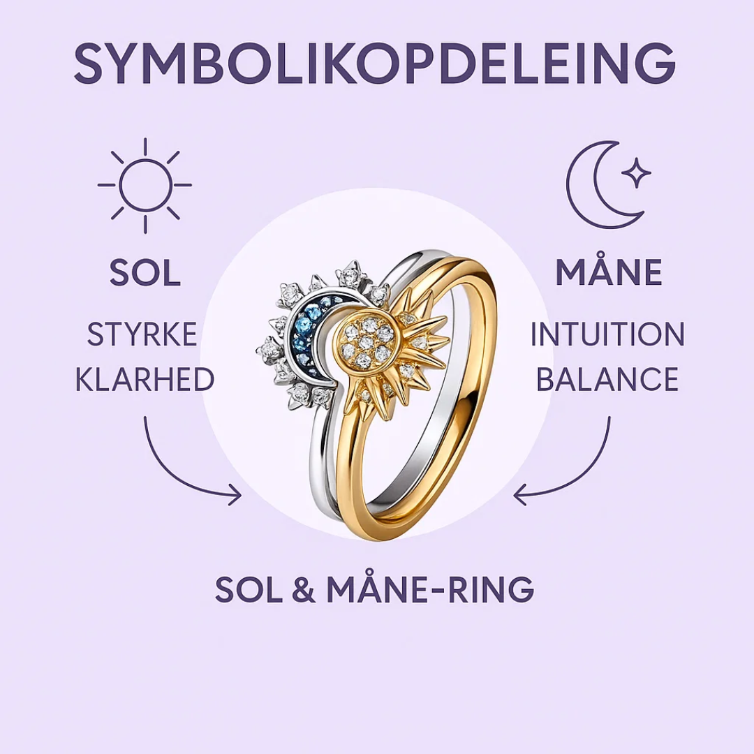 LunaMyst | Sølvring Unikt Sol- og Månedesign i Ægte 925 Sterling