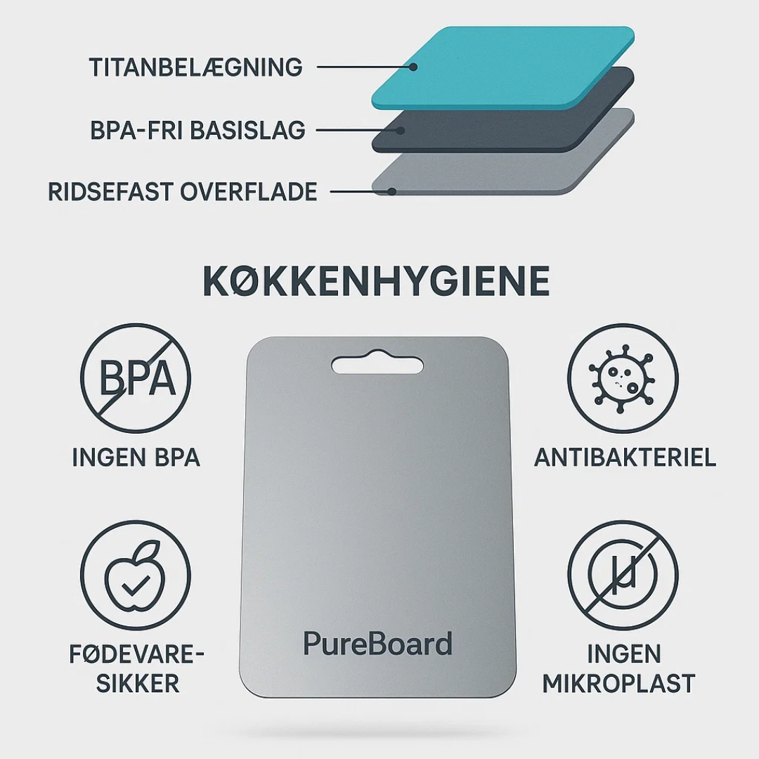 PureBoard | BPA-frit titanium-skærebræt til sund madlavning