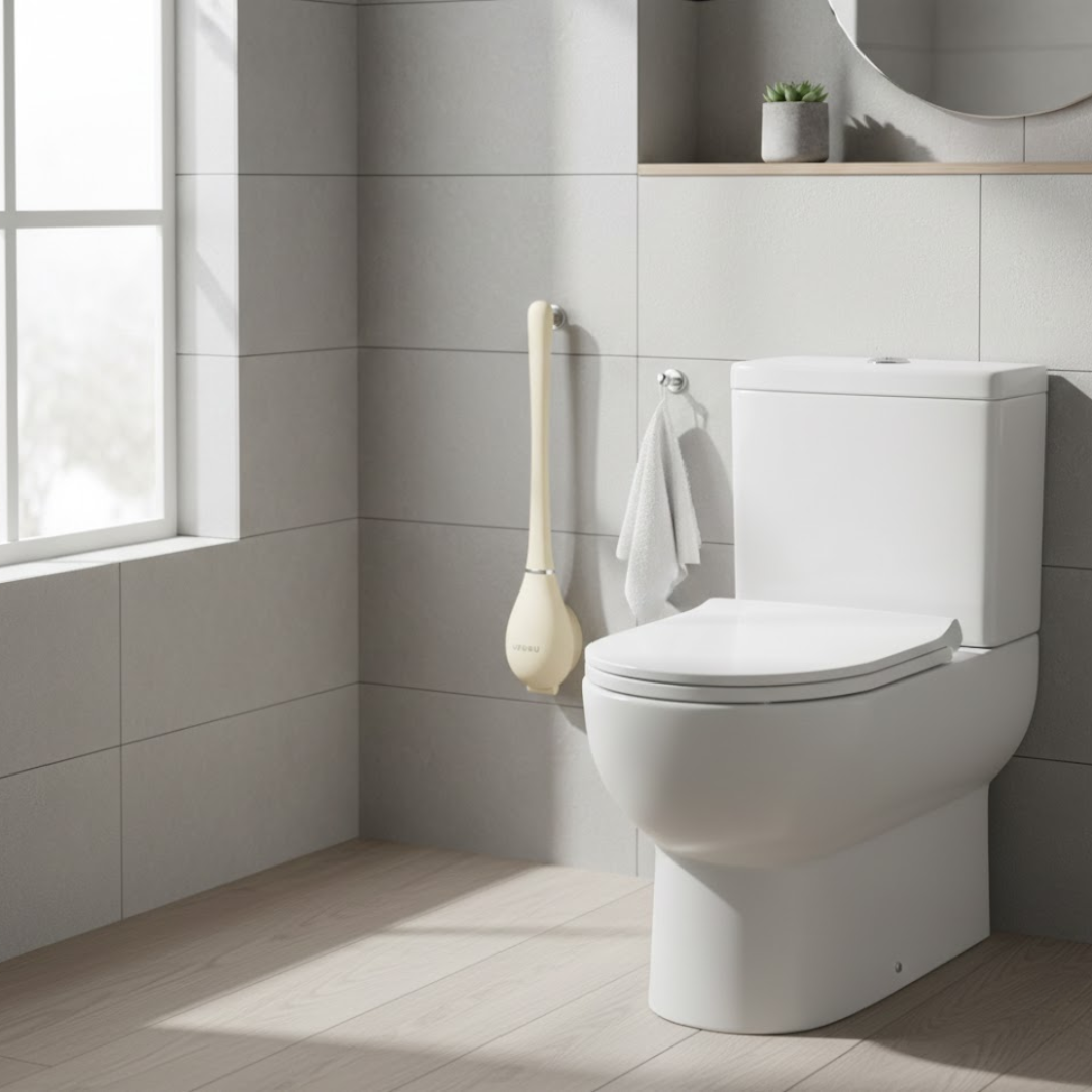 PureBrush | Elegante cepillo de WC con cabeza de silicona antibacteriana