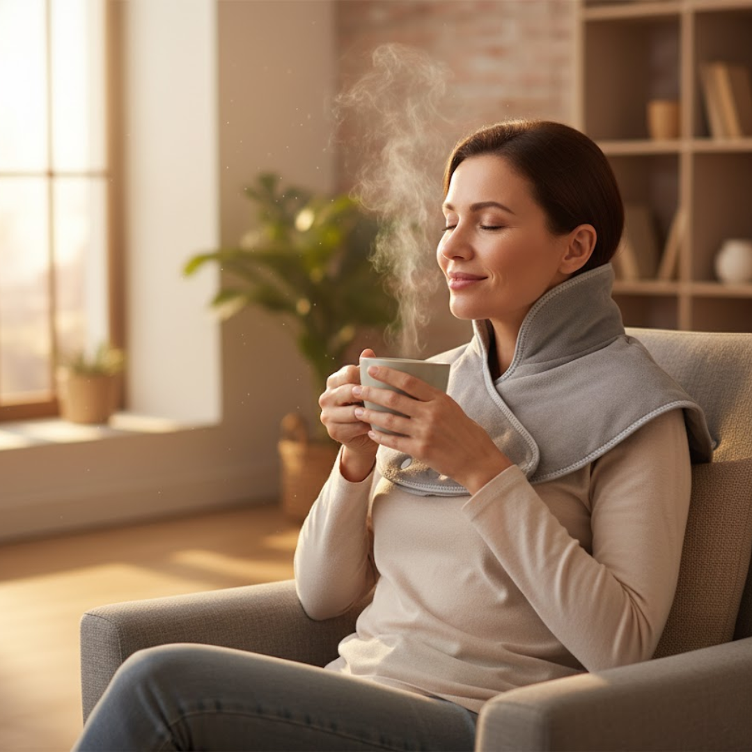 CalmWrap | Varmeomslag til Nakke & Skuldre – Hurtig Smertelindring