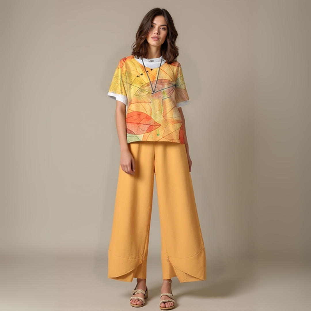 Klara | Elegant Bluse- og Buksesæt | Dame