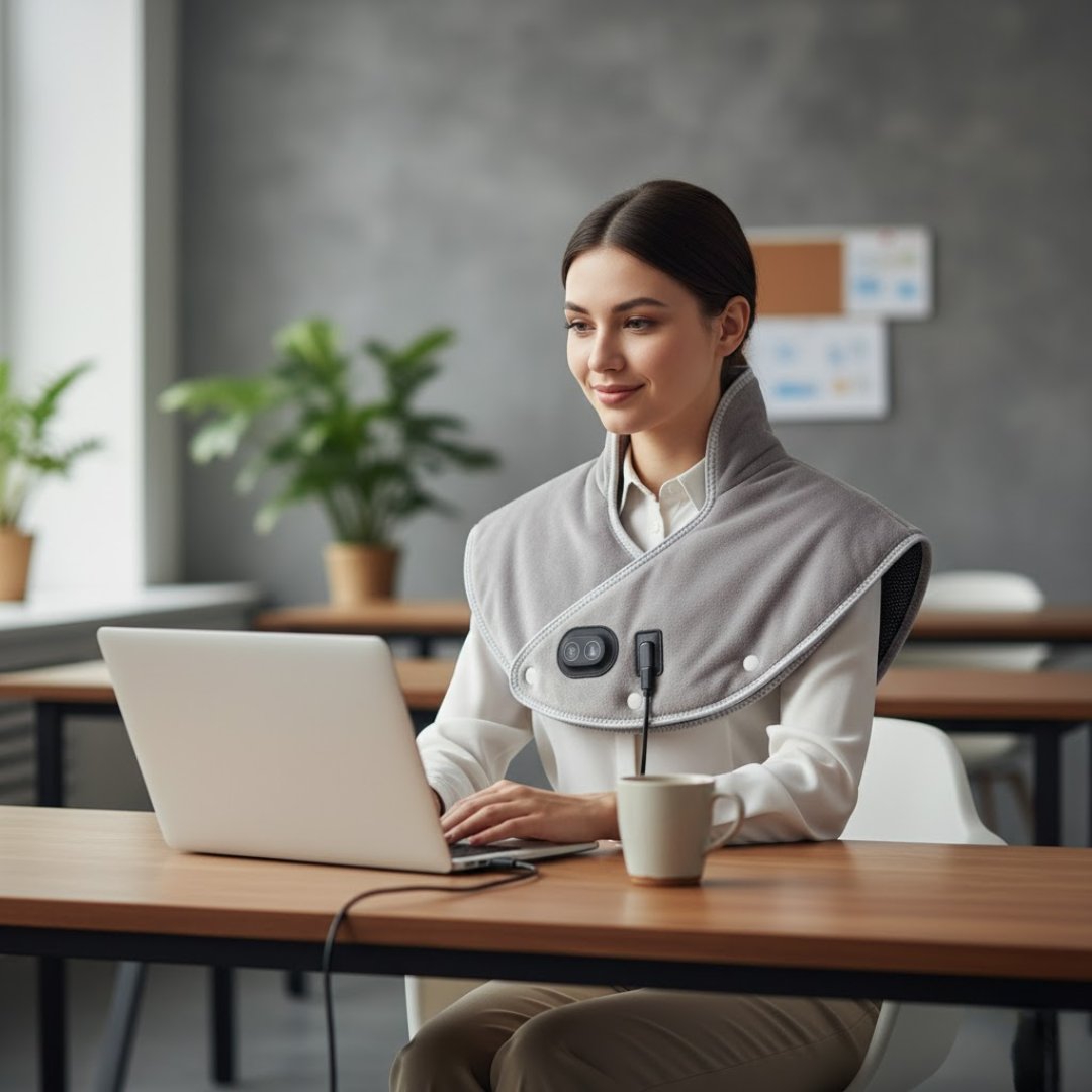 CalmWrap | Compresse chauffante pour cou et épaules – Soulagement rapide de la douleur