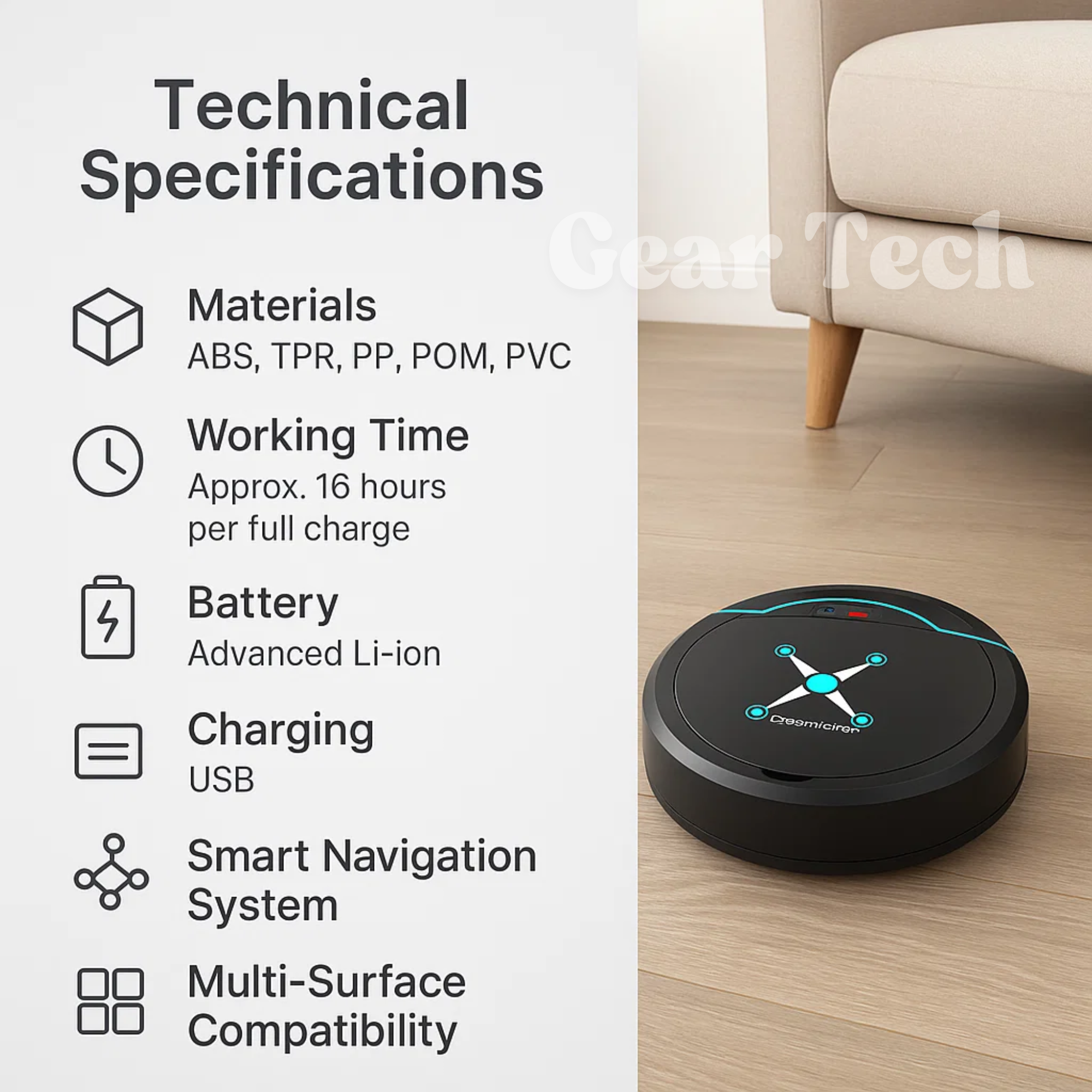 FloorGenie | Robotstøvsuger – Automatisk Fejning, Støvsugning & Mopning