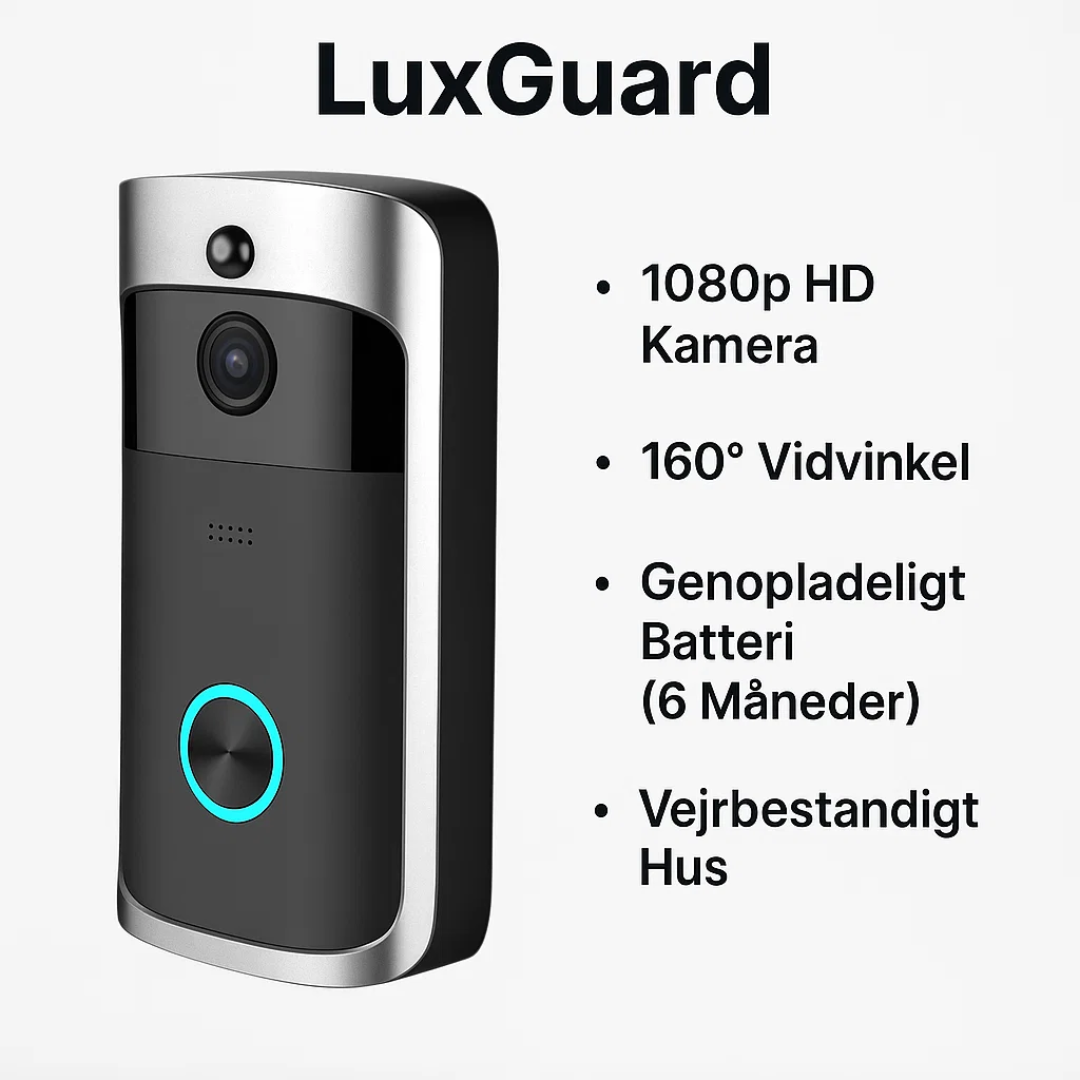 LuxGuard | Trådløs Video-Dørklokke med Batteri for ultimativ sikkerhed
