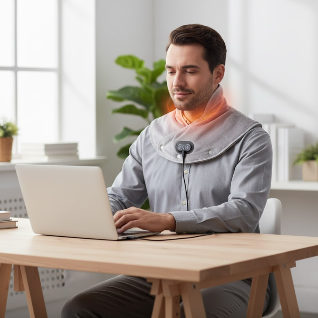 CalmWrap | Varmeomslag til Nakke & Skuldre – Hurtig Smertelindring