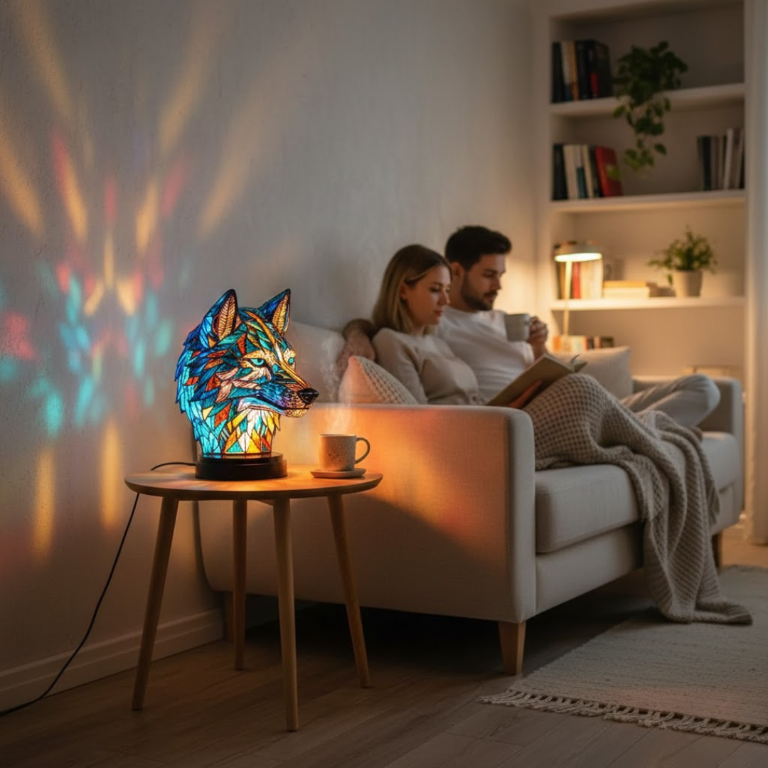 VitraGlow | Lampă artistică cu motive animale din sticlă colorată