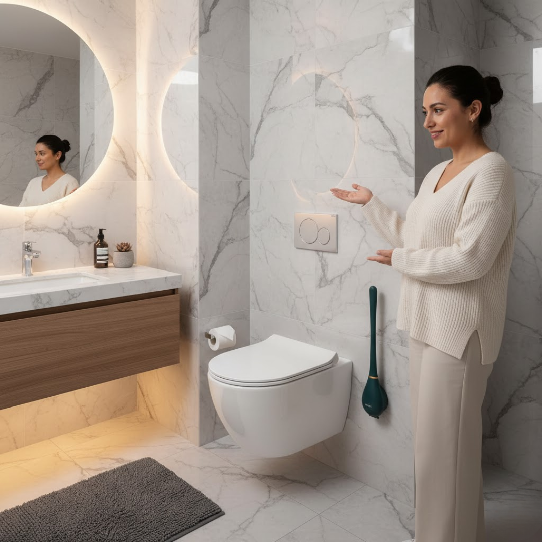 PureBrush | Elegancka szczotka WC z antybakteryjną główką z silikonu