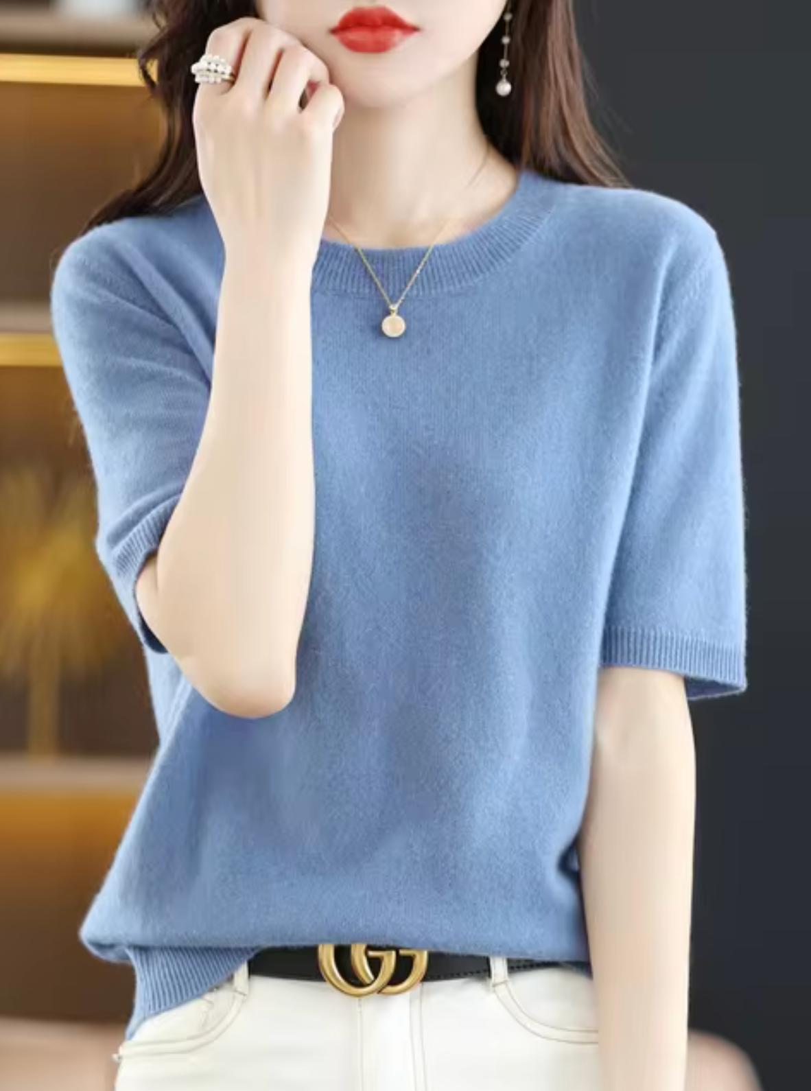 Bellezza | Women's Sweater – Luxurious Short Sleeve Elegance 3