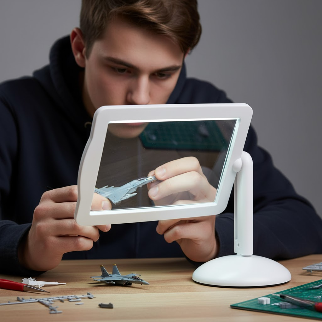 DetailView | Skrivebordslupe – Håndfri Forstørrelse med Lys