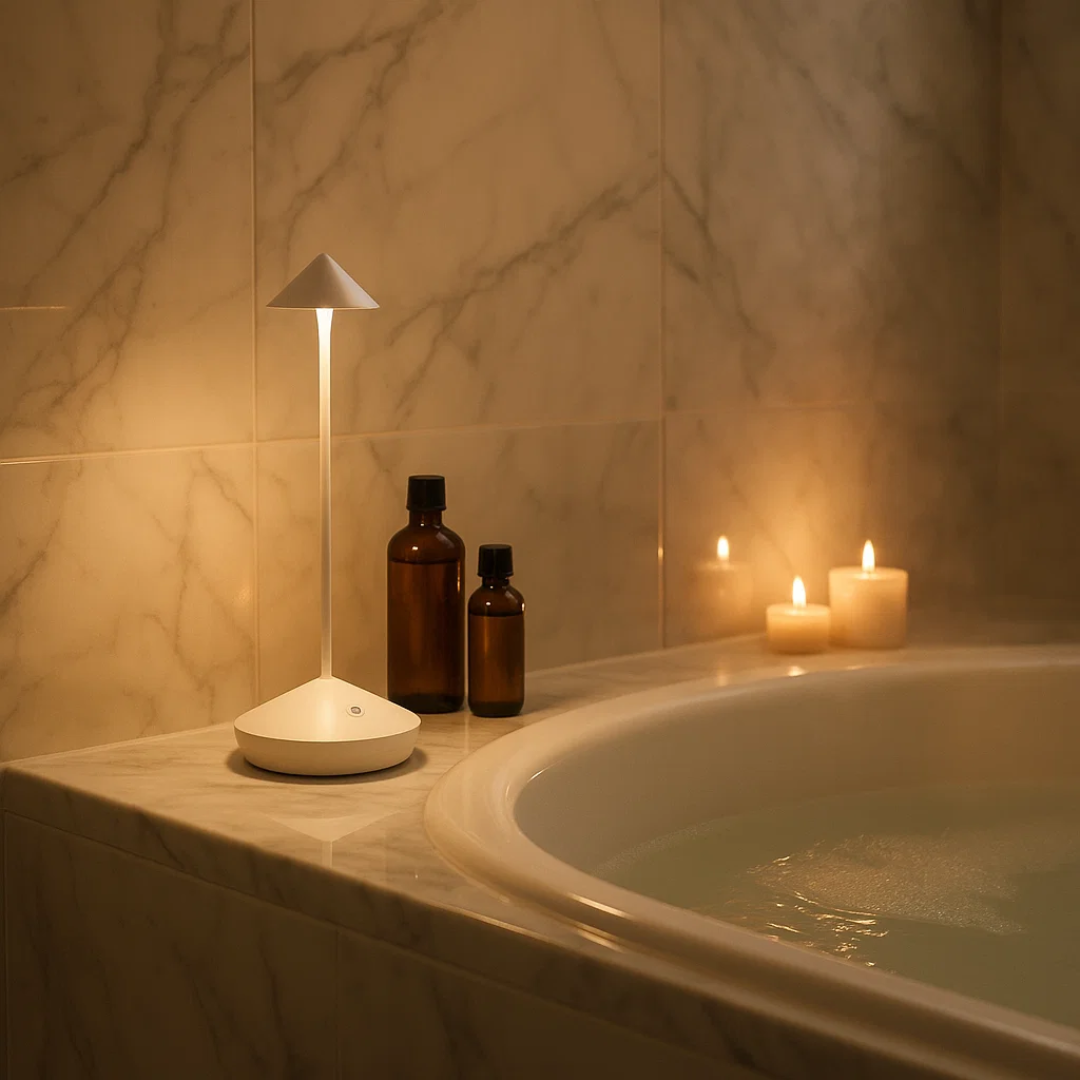 ClarityGlow | Trådløs Bordlampe Dæmpbart Lys & Vandtæt Design