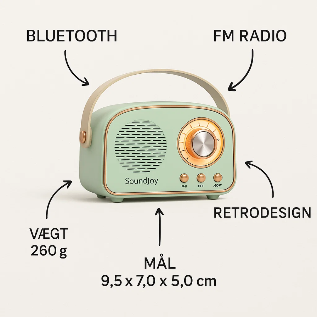 SoundJoy | Bærbar Retro Højttaler med FM Radio