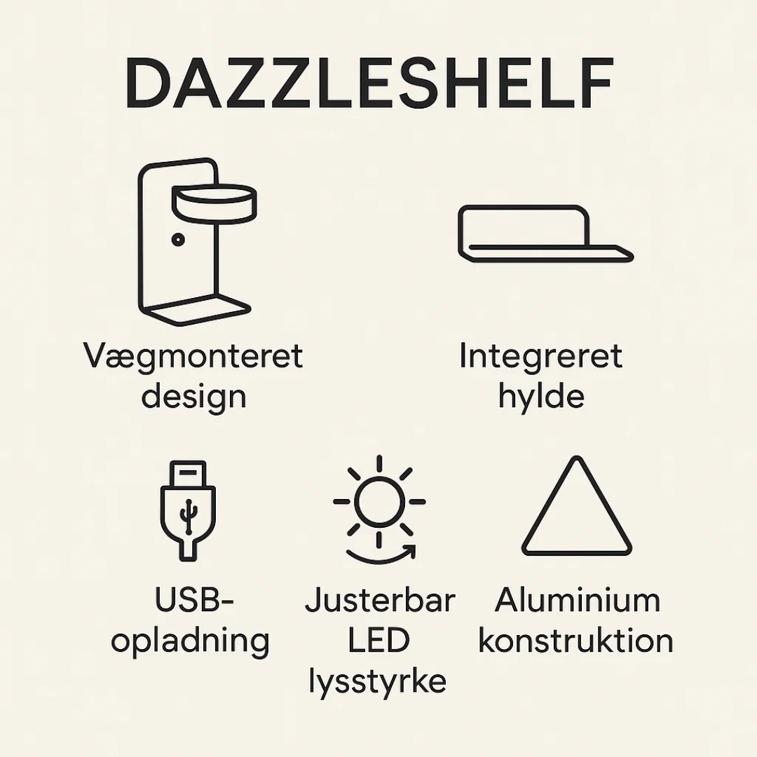 DazzleShelf | Minimalistisk & USB-genopladelig Natlampe