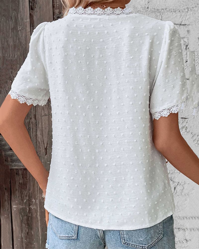 Éclat | Skjortebluse Dame – Tidløs Elegance Med Blonde Detalje 3