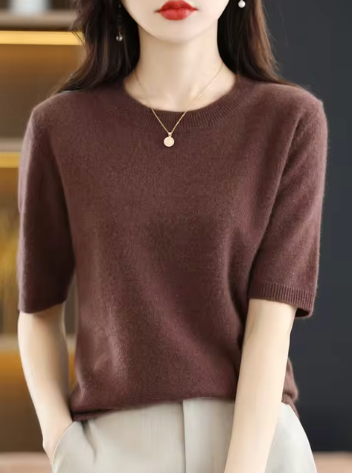 Bellezza | Women's Sweater – Luxurious Short Sleeve Elegance 4