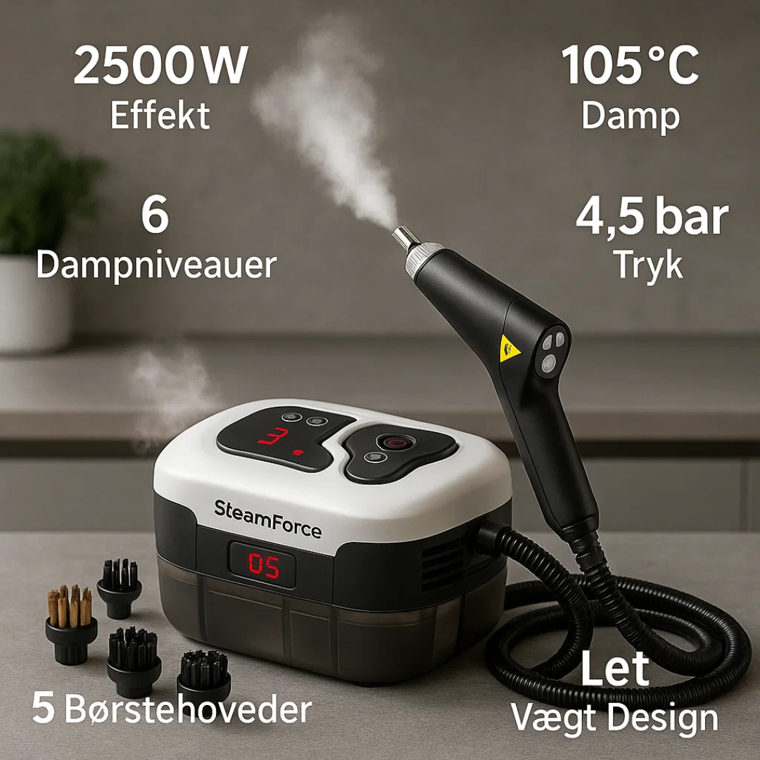 SteamForce | 2500W Højtryksdamprenser med handsker