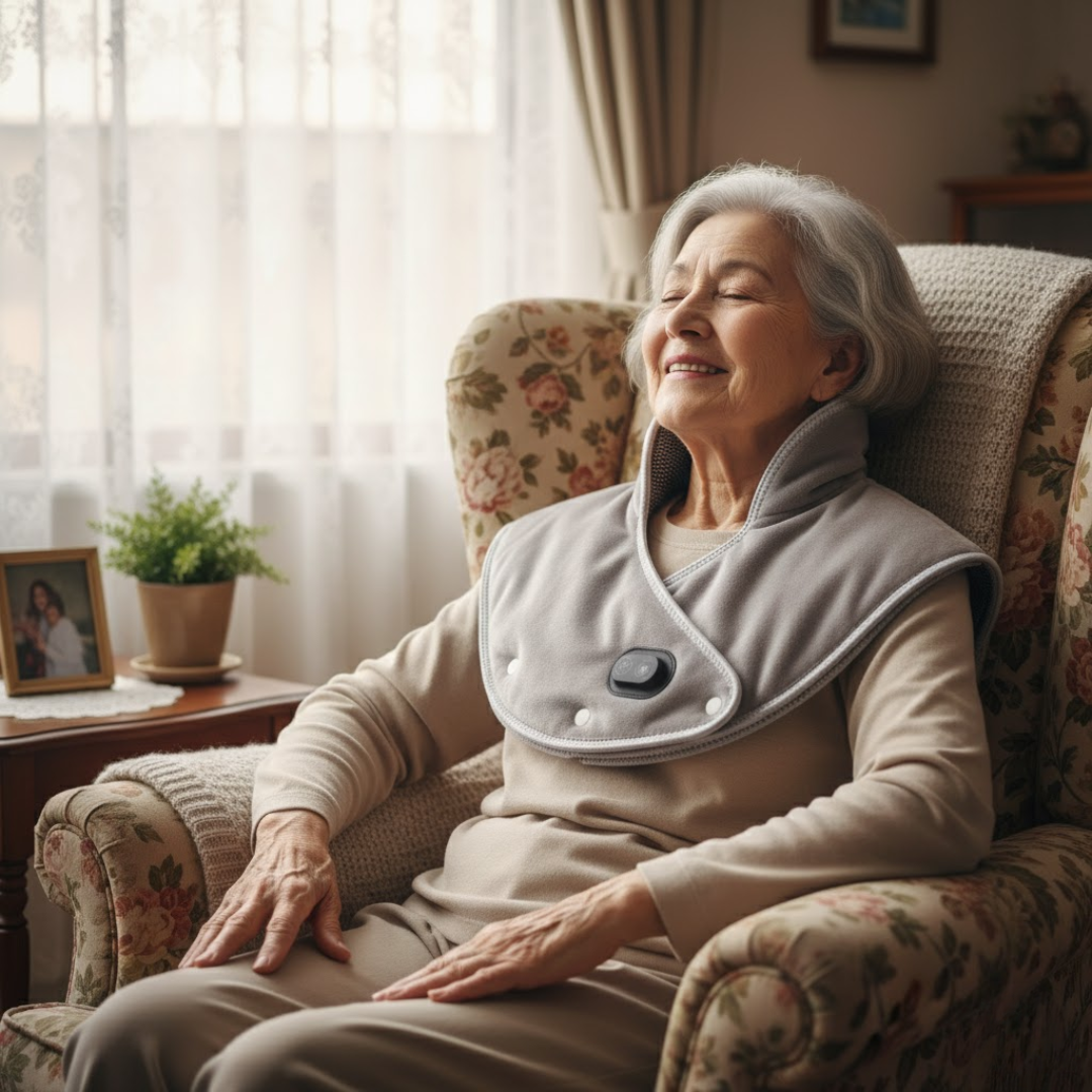 CalmWrap | Compresse chauffante pour cou et épaules – Soulagement rapide de la douleur