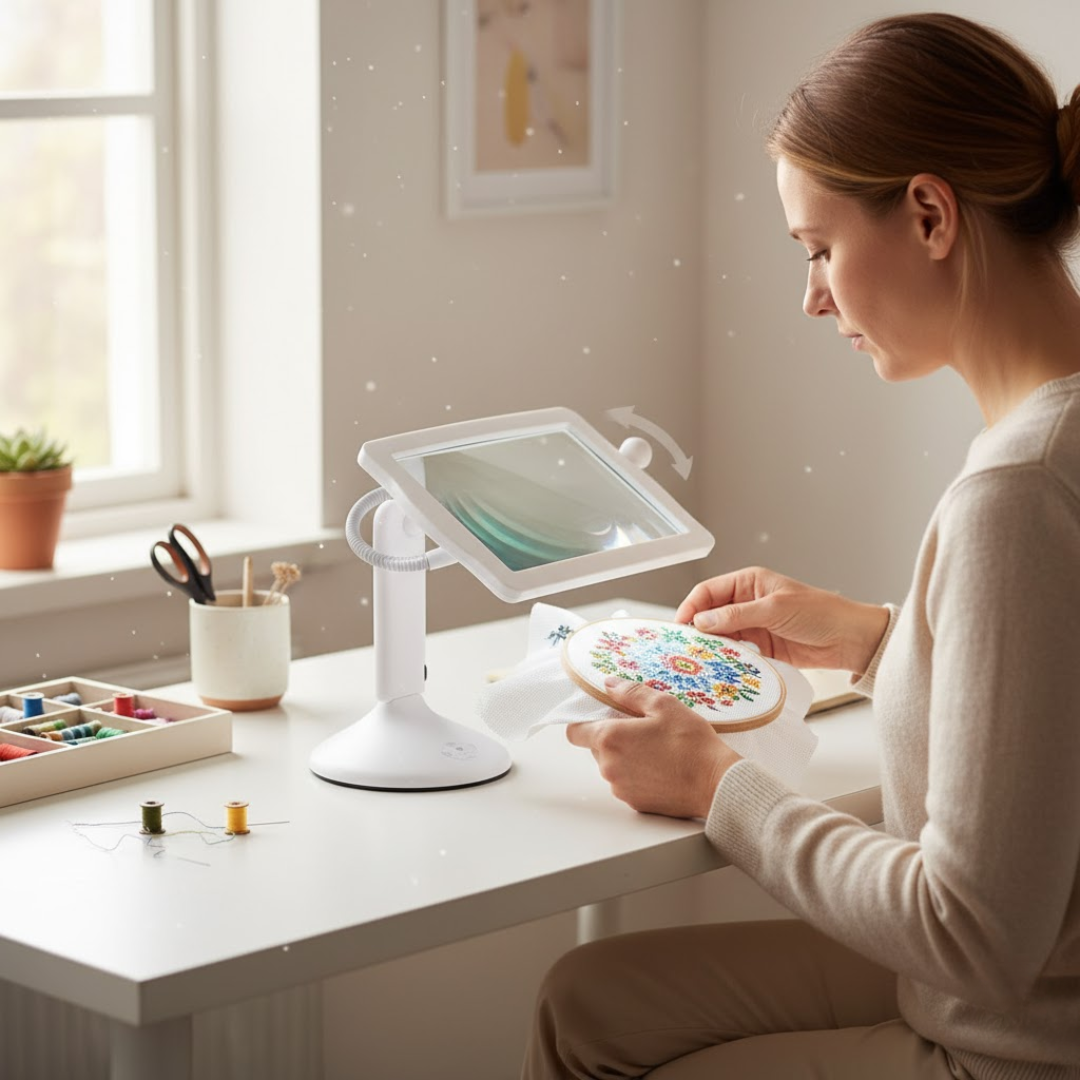 DetailView | Skrivebordslupe – Håndfri Forstørrelse med Lys