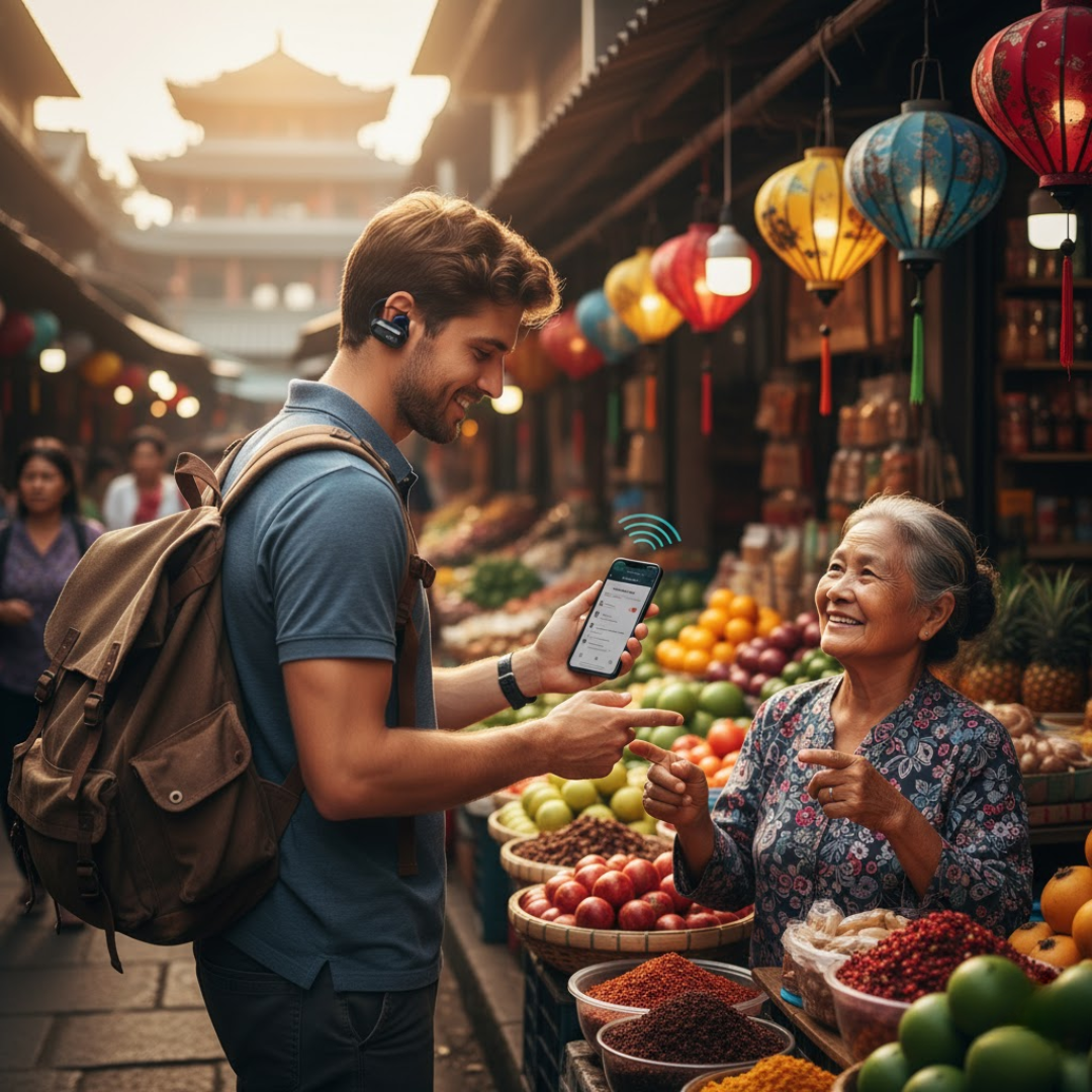 SmartSpeak | Słuchawki tłumaczące AI Tłumaczenie w czasie rzeczywistym, bezproblemowa komunikacja