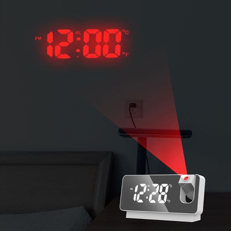 NightBeam | LED Projektionsur – Klar Tidsvisning på Væg eller Loft