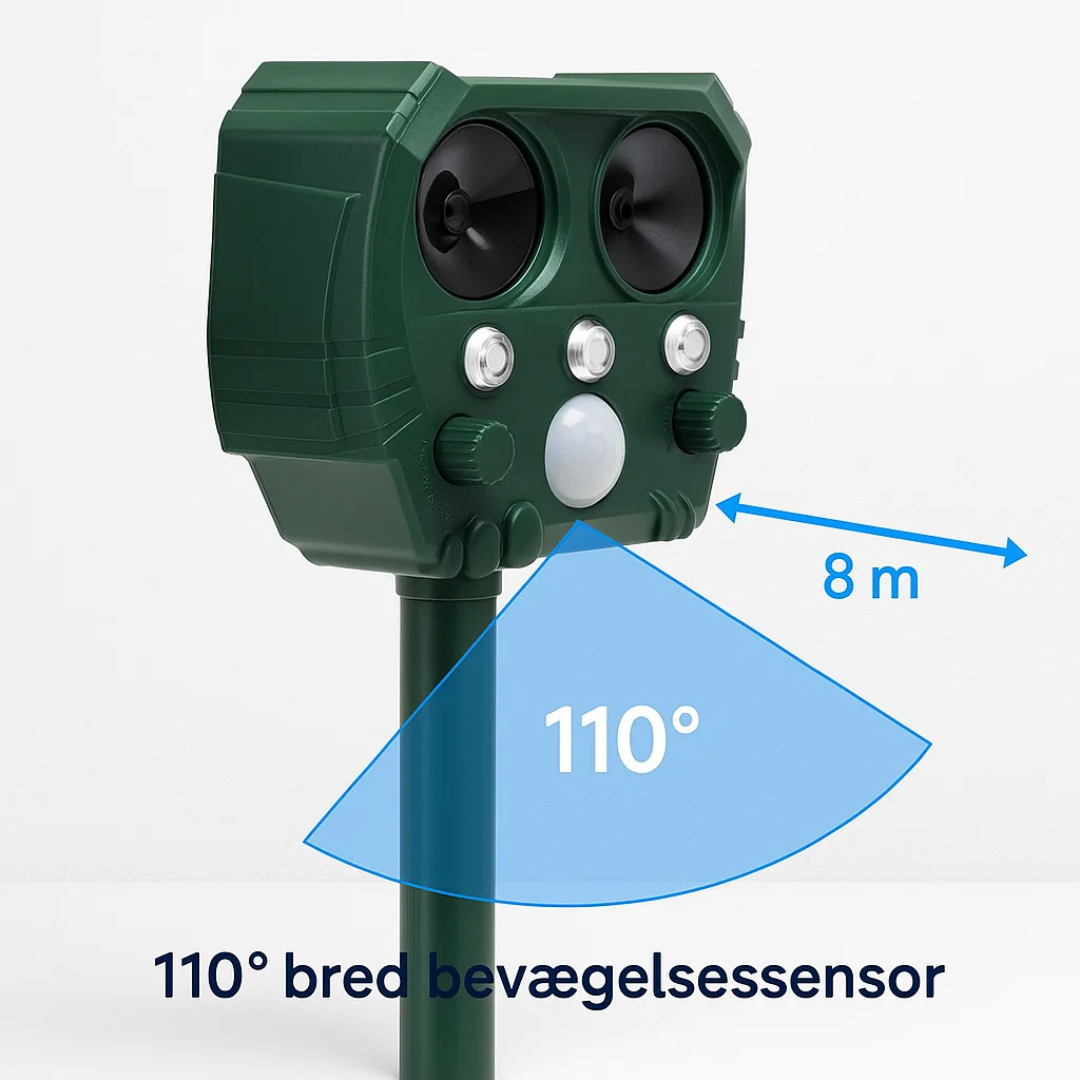 UltraSonic | Afskrækkende Ultraschall og Lyd Sonar Afskrækkelse for Kat, Ræv, Rotte, Egern og Hund