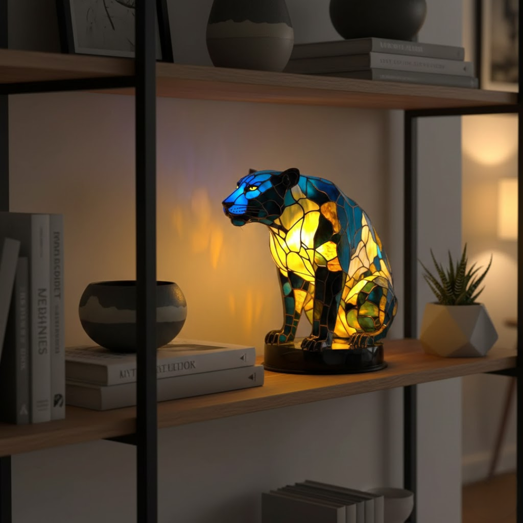 VitraGlow | Lampă artistică cu motive animale din sticlă colorată