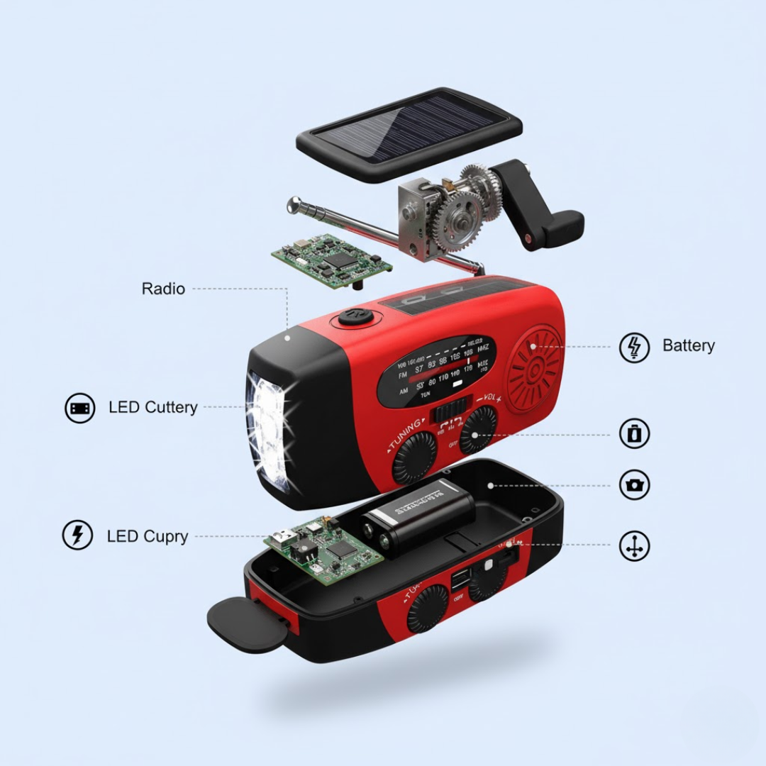 LifeCharge | 3-in-1 Emergency Radio – Power, Light and Security Everywhere