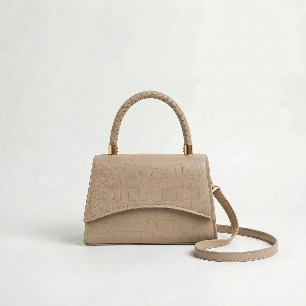 Aurelux - Klassisk Lille Håndtaske Beige Nuvenci.dk