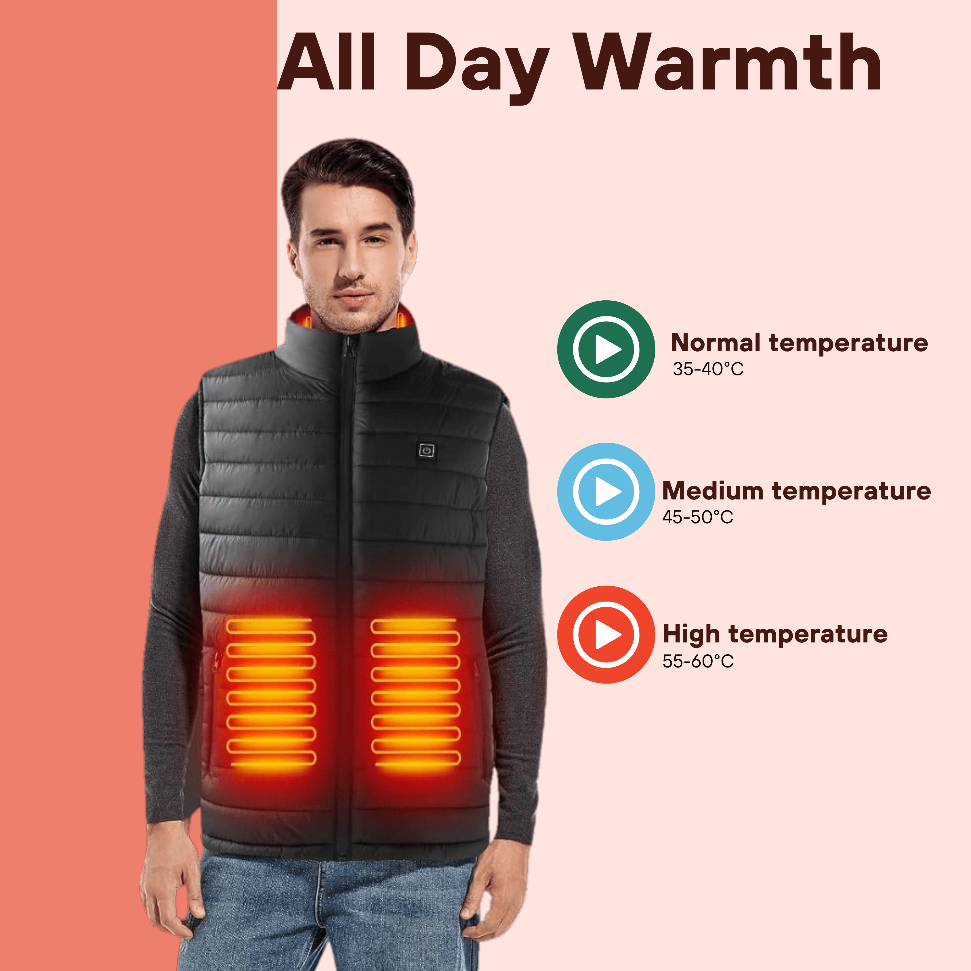 WarmCore | Varm Vest – Øjeblikkelig Varme & Justerbar Komfort