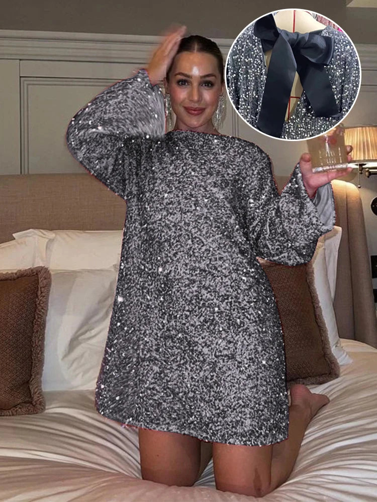 Camille | Mini Kjole – Elegant Med Paljetter og Sløjfedetaljer 8