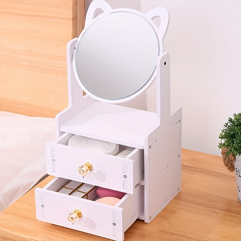 GlitzReflex | Bordmakeupspejl med Opbevaring og 360° Udsyn