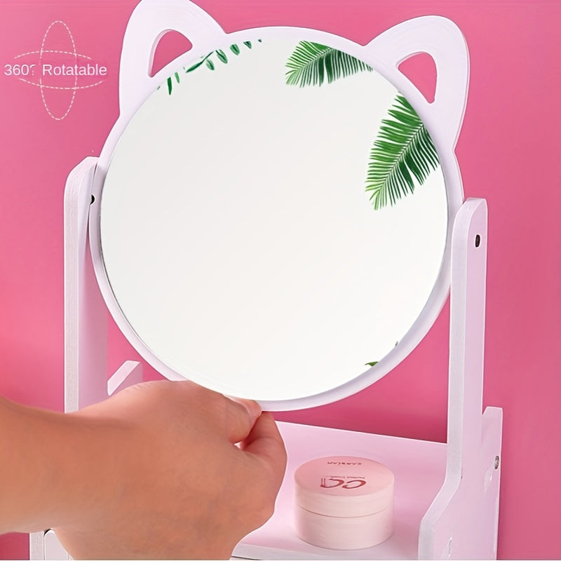 GlitzReflex | Bordmakeupspejl med Opbevaring og 360° Udsyn