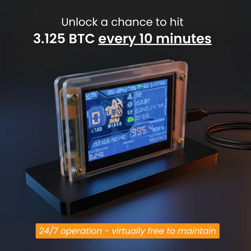 Cryptoveil - Kompakt Solo Bitcoin-Mining Enhed Med Display Nuvenci.dk