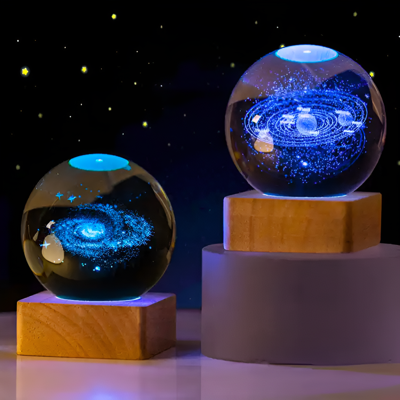 GalaxyLight | Lysende galakse-glasglobus
